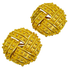 Load image into Gallery viewer, Vintage F.O. Inc gold massive designer clip on earrings
