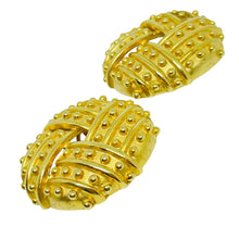 Load image into Gallery viewer, Vintage F.O. Inc gold massive designer clip on earrings
