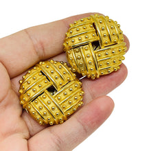 Load image into Gallery viewer, Vintage F.O. Inc gold massive designer clip on earrings
