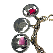 Load image into Gallery viewer, Vintage French castles churches silver tone glass charm chain bracelet
