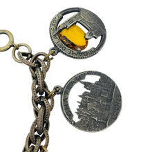 Load image into Gallery viewer, Vintage French castles churches silver tone glass charm chain bracelet
