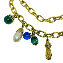 Load image into Gallery viewer, Vintage French gold tone chain jewel glass beads charms designer necklace
