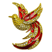 Load image into Gallery viewer, Vintage GIORGIO signed gold tone rhinestones bird designer brooch
