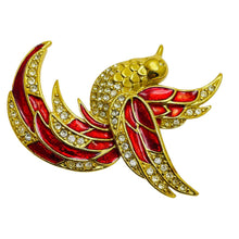 Load image into Gallery viewer, Vintage GIORGIO signed gold tone rhinestones bird designer brooch
