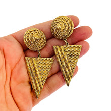 Load image into Gallery viewer, Vintage GIVENCHY gold rope dangle designer runway clip on earrings
