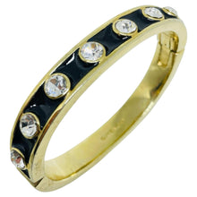 Load image into Gallery viewer, Vintage GIVENCHY signed gold tone enamel rhinestones designer bangle bracelet
