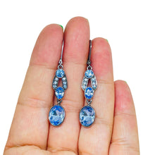 Load image into Gallery viewer, Vintage GIVENCHY signed rhodium blue glass designer dangle earrings
