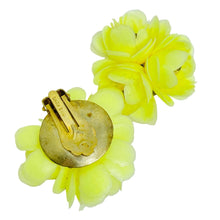 Load image into Gallery viewer, Vintage HONG KONG yellow cluster flower clip on earrings
