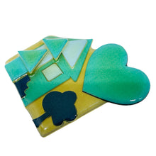 Load image into Gallery viewer, Vintage HOUSE PINS by LUCINDA black green heart resin designer brooch
