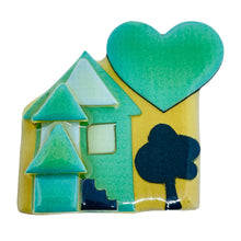Load image into Gallery viewer, Vintage HOUSE PINS by LUCINDA black green heart resin designer brooch
