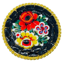 Load image into Gallery viewer, Vintage ITALY gold tone micro mosaic flower brooch
