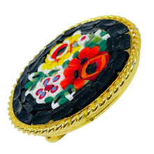 Load image into Gallery viewer, Vintage ITALY gold tone micro mosaic flower brooch
