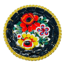 Load image into Gallery viewer, Vintage ITALY gold tone micro mosaic flower brooch
