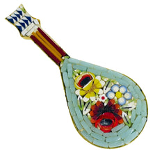 Load image into Gallery viewer, Vintage Italian gold tone micro mosaic mandolin designer brooch
