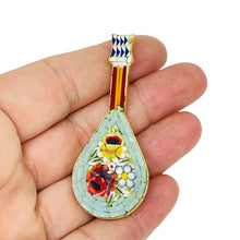 Load image into Gallery viewer, Vintage Italian gold tone micro mosaic mandolin designer brooch
