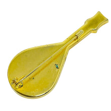 Load image into Gallery viewer, Vintage Italian gold tone micro mosaic mandolin designer brooch
