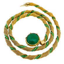 Load image into Gallery viewer, Vintage JAPAN gold tone glass jade mesh chain designer necklace
