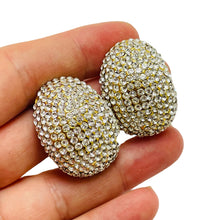 Load image into Gallery viewer, Vintage JARIN signed gold tone rhinestone designer runway clip on earrings
