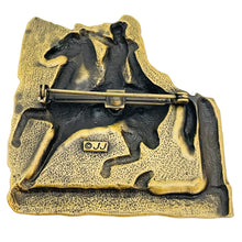 Load image into Gallery viewer, Vintage JJ bronze gold horse designer brooch
