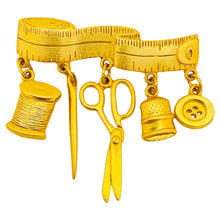Load image into Gallery viewer, Vintage JJ seamstress gold designer runway brooch
