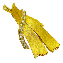 Load image into Gallery viewer, Vintage JJ signed gold tone rhinestone designer brooch
