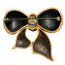 Load image into Gallery viewer, Vintage JOAN RIVERS signed gold rhinestone massive bow designer brooch

