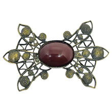 Load image into Gallery viewer, Vintage JODY signed bronze gold tone glass stone designer brooch

