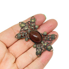 Load image into Gallery viewer, Vintage JODY signed bronze gold tone glass stone designer brooch
