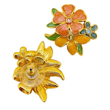 Load image into Gallery viewer, Vintage JON RIVERS flower gold designer runway earrings
