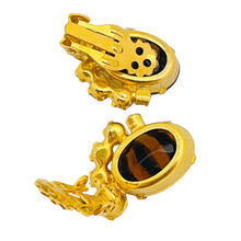 Load image into Gallery viewer, Vintage JULIANA DELIZZA ELSTER gold tone amber glass designer clip on earrings
