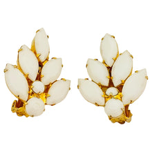 Load image into Gallery viewer, Vintage JULIANA DELIZZA ELSTER gold tone milk glass designer clip on earrings
