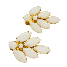 Load image into Gallery viewer, Vintage JULIANA DELIZZA ELSTER gold tone milk glass designer clip on earrings
