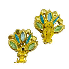 Load image into Gallery viewer, Vintage JULIANA DeLIZZA ELSTER gold navette glass designer clip on earrings

