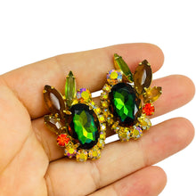 Load image into Gallery viewer, Vintage JULIANA DeLIZZA ELSTER gold navette glass designer clip on earrings
