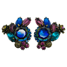 Load image into Gallery viewer, Vintage JULIANA DeLIZZA ELSTER gold watermelon glass designer clip on earrings
