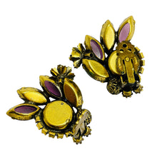 Load image into Gallery viewer, Vintage JULIANA DeLIZZA ELSTER gold watermelon glass designer clip on earrings
