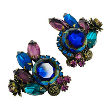 Load image into Gallery viewer, Vintage JULIANA DeLIZZA ELSTER gold watermelon glass designer clip on earrings
