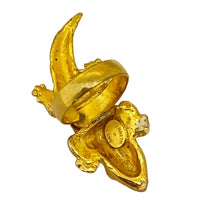 Load image into Gallery viewer, Vintage KENNETH LANE matte gold alligator designer runway ring
