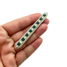 Load image into Gallery viewer, Vintage KENNETH LANE silver sapphire blue bar brooch
