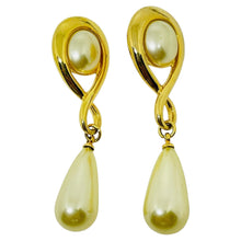 Load image into Gallery viewer, Vintage KJL KENNETH JAY LANE signed gold tone pearl designer drop earrings
