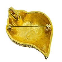 Load image into Gallery viewer, Vintage KJL Kenneth Jay Lane signed gold rhinestone seashell designer brooch
