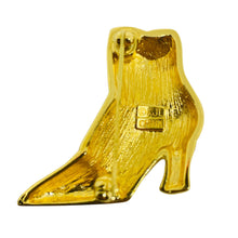 Load image into Gallery viewer, Vintage KJL signed gold enamel rhinestone shoe designer brooch

