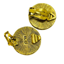 Load image into Gallery viewer, Vintage LIZ CLAIBORNE gold tone black cab designer runway clip on earrings
