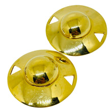 Load image into Gallery viewer, Vintage LIZ CLAIBORNE signed gold tone modernist designer clip on earrings
