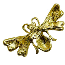 Load image into Gallery viewer, Vintage LIZ CLAIBORNE signed gold tone rhinestone pearl bee fly brooch

