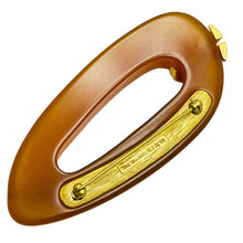 Load image into Gallery viewer, Vintage LIZ CLAIBORNE signed resin gold tone rhinestone modern designer brooch

