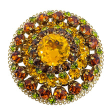 Load image into Gallery viewer, Vintage MADE IN AUSTRIA signed gold glass stones brooch earrings set
