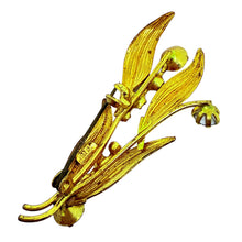 Load image into Gallery viewer, Vintage MADE IN AUSTRIA signed gold tone aurora rhinestone brooch
