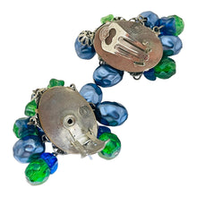 Load image into Gallery viewer, Vintage MADE IN GERMANY silver cluster glass beaded clip on earrings
