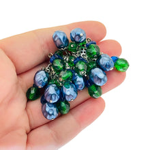 Load image into Gallery viewer, Vintage MADE IN GERMANY silver cluster glass beaded clip on earrings
